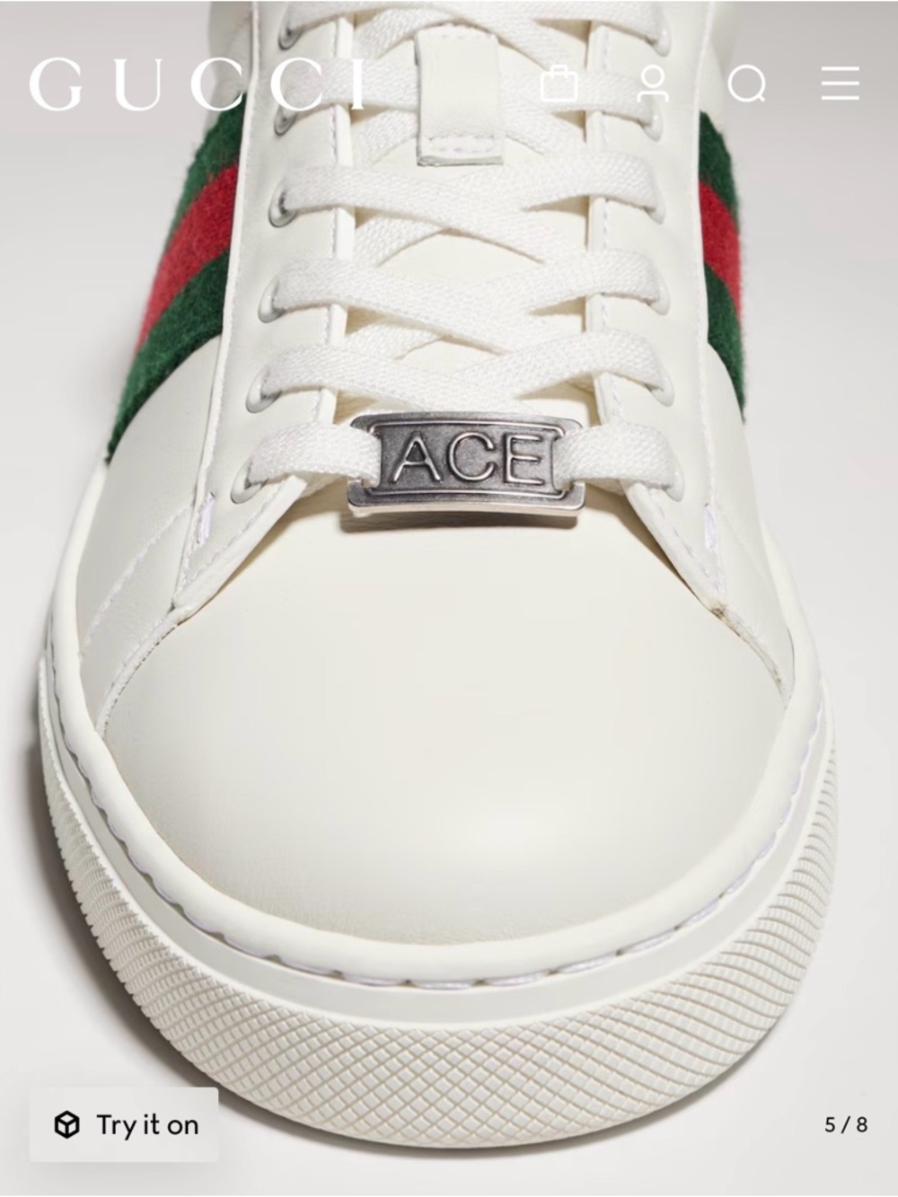 Gucci - Brand New Women's Gucci White Ace Sneaker with Web. NWB - Picture 5 of 16